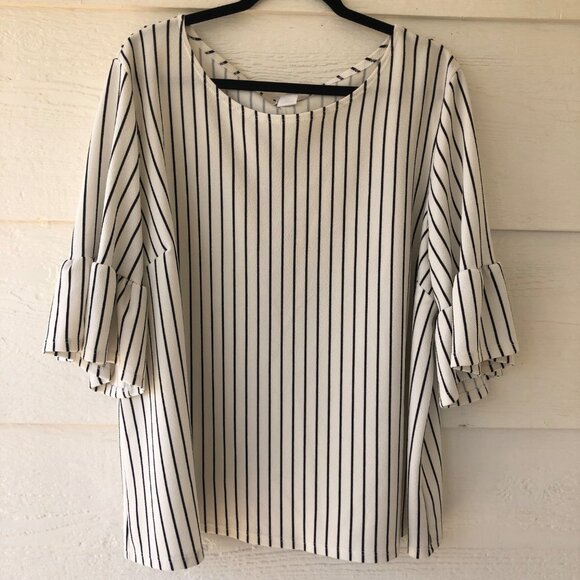 Moa Moa Women’s Summer Top Size 3X Flare Ruffle Sleeve Back Bow Detail - Picture 11 of 14